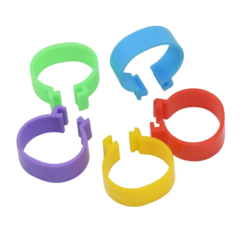 Bandas para las piernas de pollo, anillos de aves de corral de 100-1,6 CM, 5 colores, anillo de codorniz para palomas, herramientas de transporte con Logo de alimentación, 2,0 Uds.