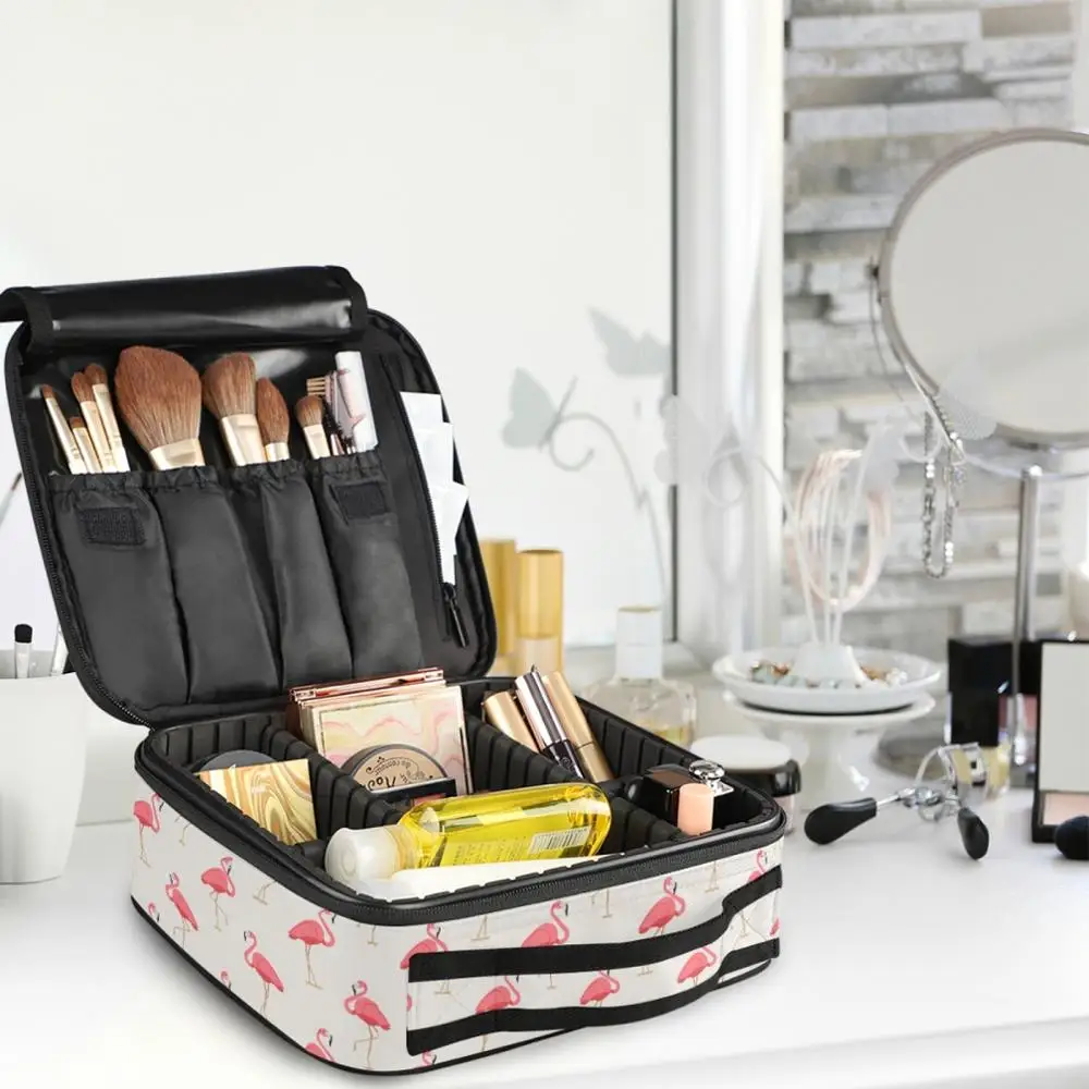 Women Makeup Cosmetic Bag Beauty Case Make Up Female Necessities Organizer Flamingo Toiletry Bag Kits Storage Travel Wash Pouch