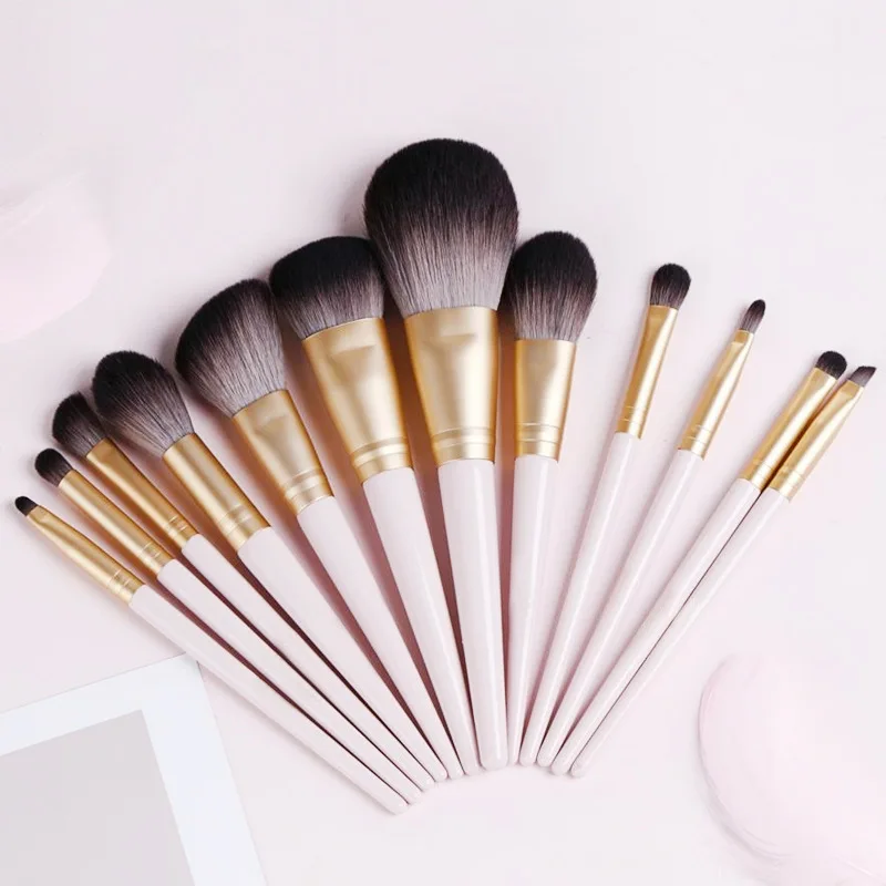 Escova de Cosméticos Lote Pçs Multi Fibra Sintética Terno Punho Madeira Micro Bigodes Maquiagem Aparelhos Ferramentas Cosméticos Ha1936 10 Set - 12 10 10 set lote 12 pçs multi fibra