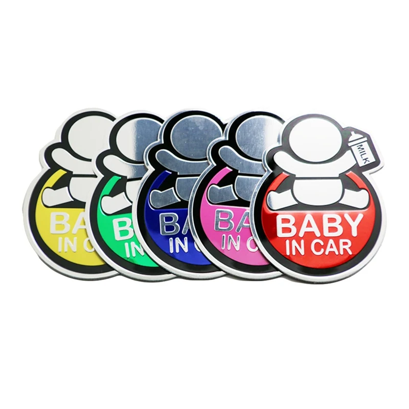 

7.5x12CM Baby In Car Aluminum Sticker Warning Decal Waterproof Window Vinyl Cover Yellow Blue Red Pink Green