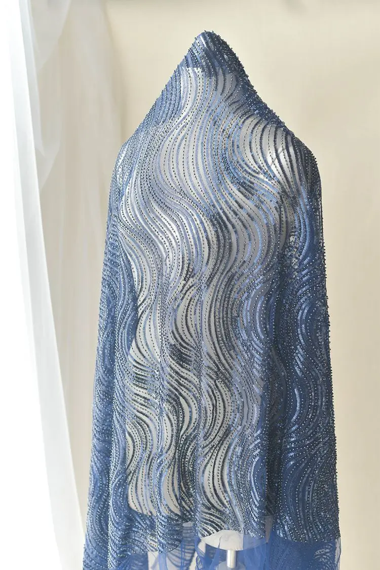 

curly embroidery beaded fabris bridal dresse DIY high quality fabrics