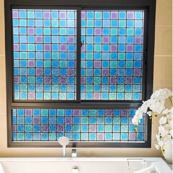 

Colorful Mosaic Pattern Glass Film Static Cling Privacy Protection Multi-Size Stained Home Decor Window Cover 23.62''by78.7''