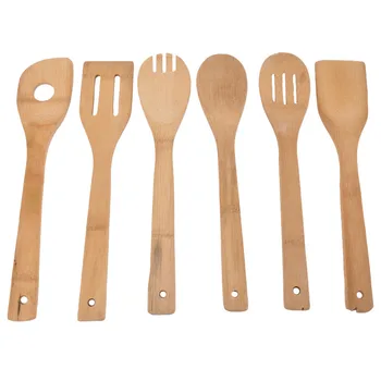 

6PCS/lot Kitchen Accessories Portable Cookwear Bamboo Wooden Utensil Kitchen Cooking Spoon Spatula Mixing Wood Tools