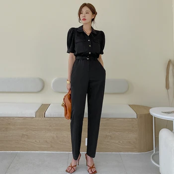 

New Fashion Women High Waist Jumpsuit Ladies Office Party OL Playsuit Slim Elegant Jumpsuit Ankle-length Pants Solid Sashes