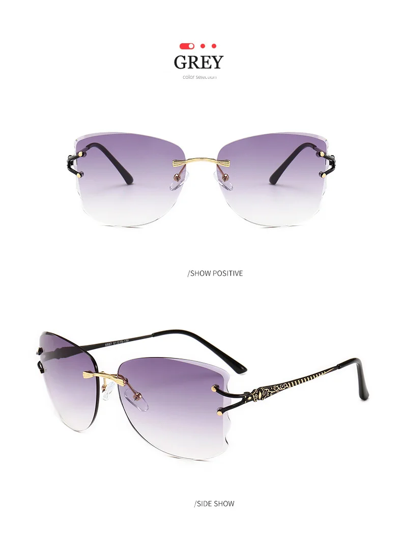 FEISHINI, модные женские солнцезащитные очки, без оправы, роскошные женские солнцезащитные очки, Ретро стиль, сплав, оправа, классический бренд, дизайнерские очки