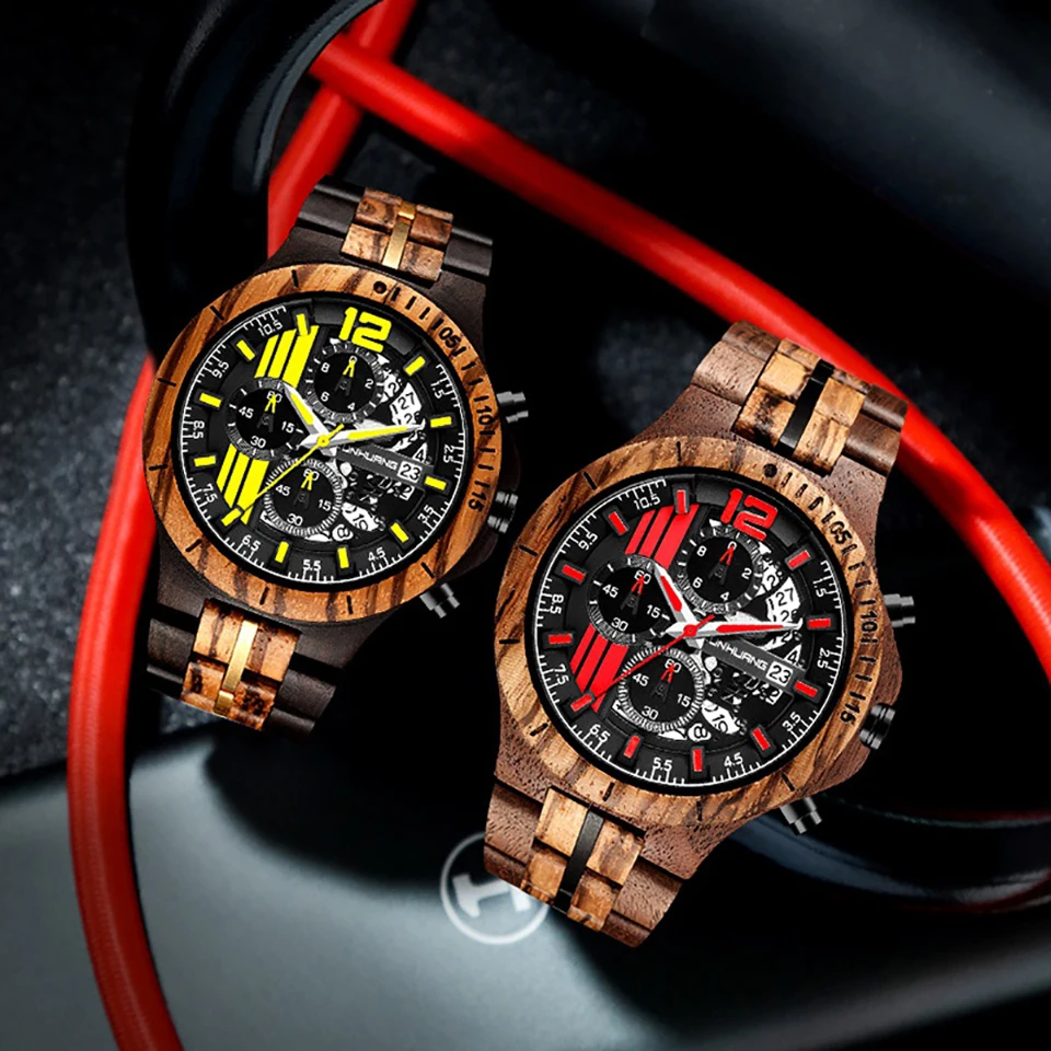 KUNHUANG Sport Top Brand Men's Watches Wooden&Steel Band Luxury Quartz Wood Wristwatches KUNHUANG Sport Top Brand Men's Watches Wooden&Steel Band Luxury Quartz Wood Wristwatches
