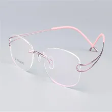 Женская мода, Ретро стиль, без оправы, B-titanium, близорукость, очки, оправа, розовый, фиолетовый, ультралегкие, оптические очки, очки, очки для женщин
