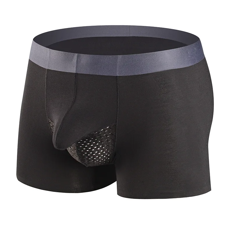 Mens Boxers Underwear Sexy U Convex Big Penis Pocket Modal Seamless Men Boxershorts Breathable Mesh Scrotum Bag Male Underpants 2