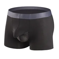 Mens Boxers Underwear Sexy U Convex Big Penis Pocket Modal Seamless Men Boxershorts Breathable Mesh Scrotum Bag Male Underpants 2