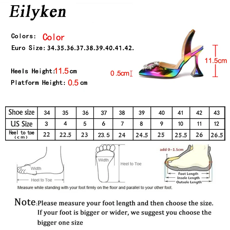 EilyKen/ дизайн; женские туфли-лодочки с острым носком, украшенные кристаллами и стразами; модные босоножки на высоком каблуке с необычной чашкой радуги