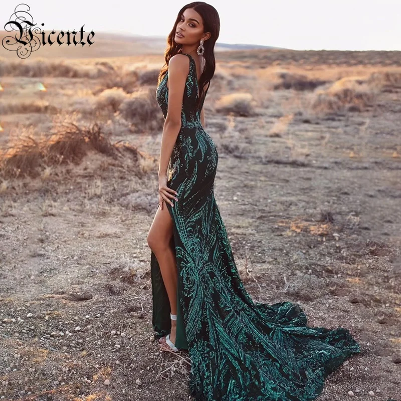 VC 2020 Бесплатная доставка Новый шикарный Зеленый Блестки Украшенные сетки