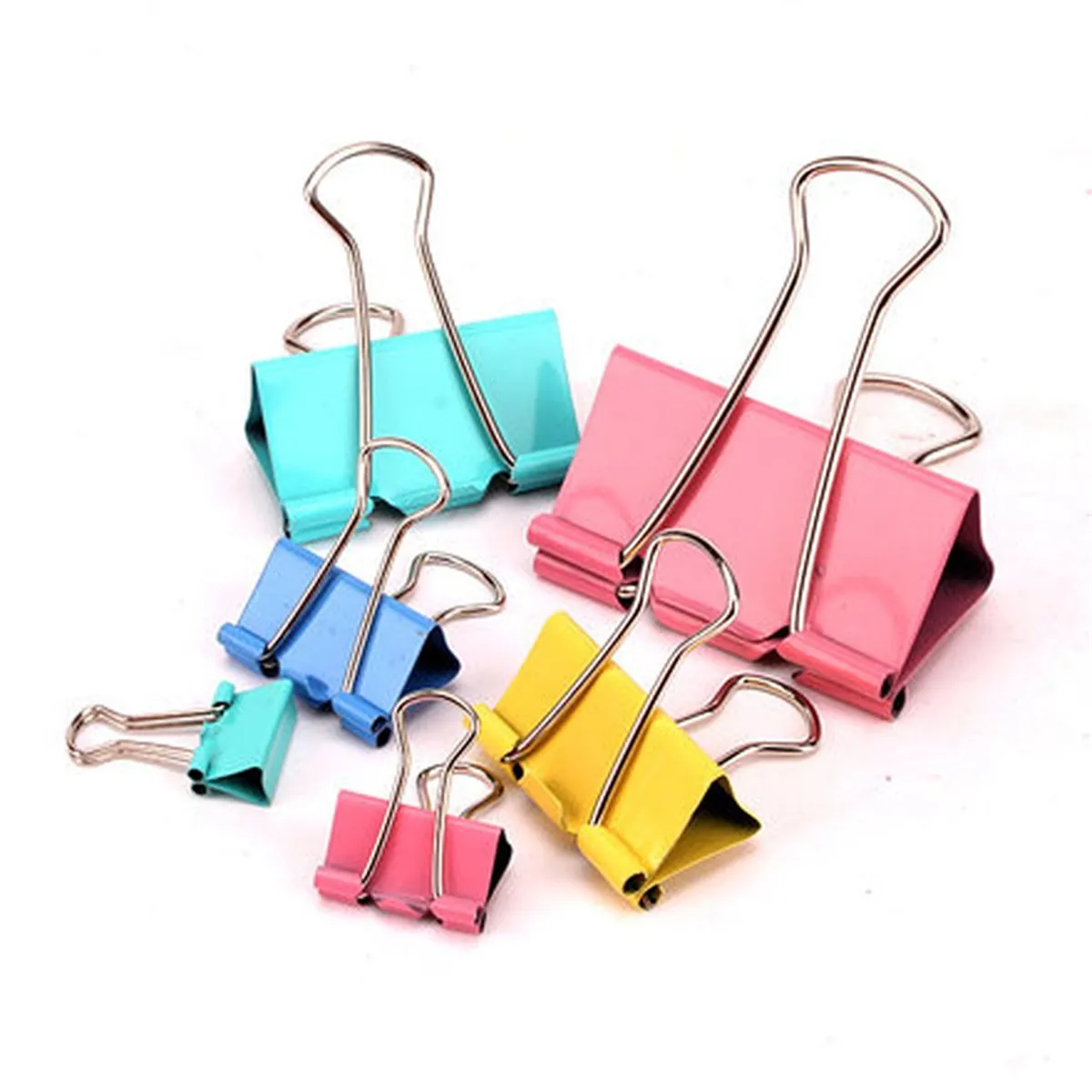 60pcs 4 Colors 6 Sizes Ins Colors Gold Sliver Rose Green Purple Binder Clips Large Medium Small Office Study Binder Clips