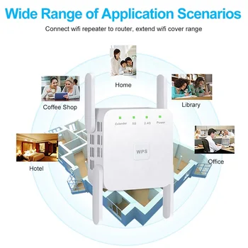 

Fashion Mini 5G Wireless Wifi Signal Repeater Extender 2.4G wifi Booster Amplifier 1200Mbps AC110V EU US Plug Useful for phone