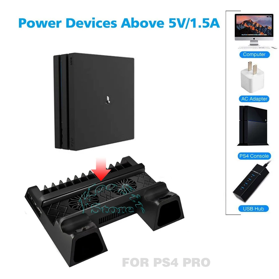 Консоль PS4 Pro вертикальная подставка 2 светодиодных контроллера зарядная док