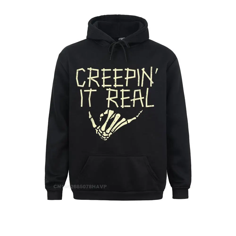 

Creepin It Real Skeleton Hand Shaka Funny Halloween Gift Hoodie Sweatshirts Long Sleeve Retro Mens Summer Hoodies Geek Hoods