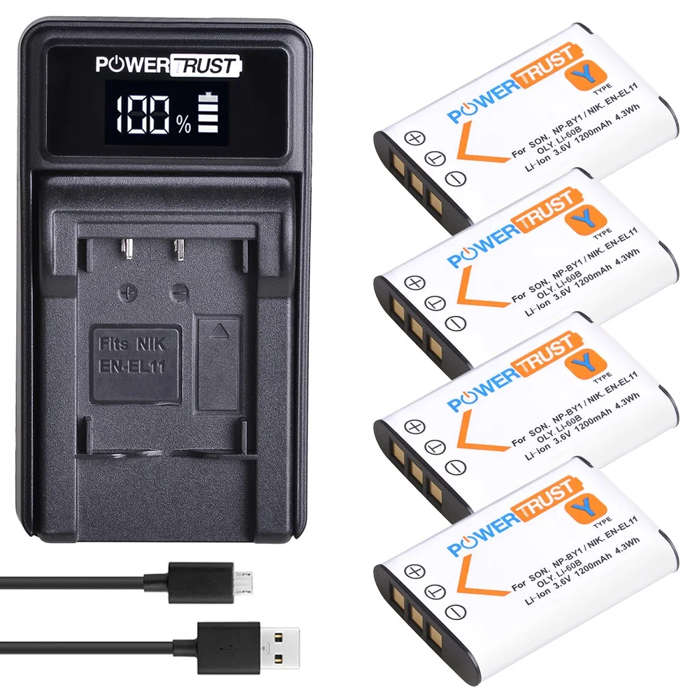 NP-BY1 Rechargeable Battery Pack and Battery Charger for SONY NP-BY1 Battery, compatible with Sony HDR-AZ1 Action Cam Mini lcd camera Camera & Photo Accessories