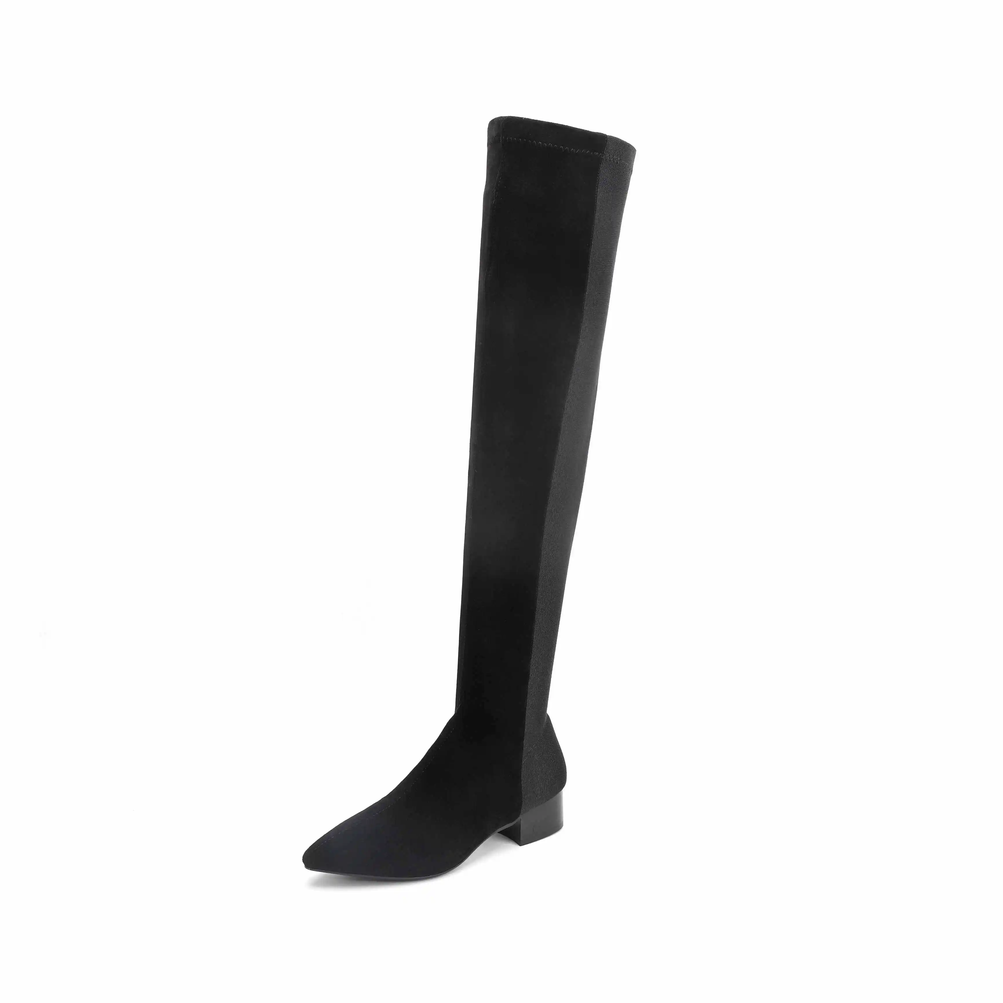 New winter high heel shoes women riding boots mixed colors stretch flock boots keep warm women thigh high boots botas mujer