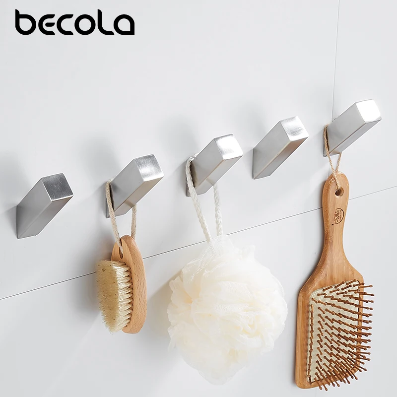 

BECOLA New Design Bathroom Accessories 304 Stainless Steel Row Hook Black and Chrome Plated Surface Europe Design Fixed Parts