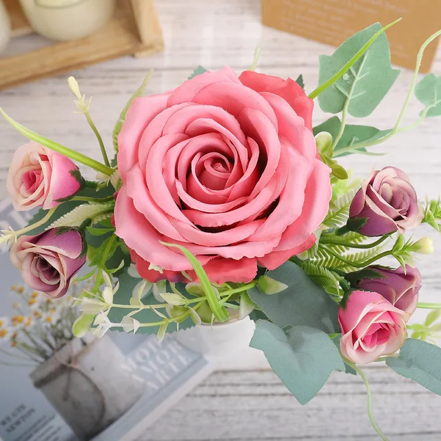 Nordic Artificial Silk Flowers Beautiful Bouquet High Quality Big Roses for Home Wedding Table Decor Fake Flower Valentine Gifts Rose