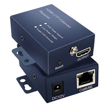 

60M HDMI Extender RJ45 to 1080P Transceiver with Local Loop Out Repeater Cable over Ethernet Cat5E/6 Up to 60M(EU Plug)
