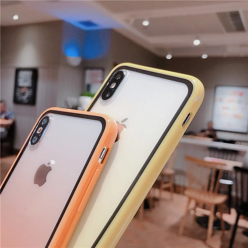 Градиентный яркий многоцветный бампер прозрачный телефон чехол для iPhone 7 8 6 6S Plus X XS 11 pro Max XR Прозрачная защитная задняя крышка