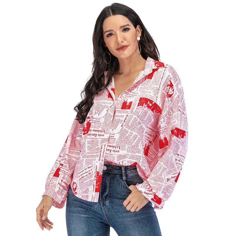 

2020 autumn Casual print blouse Long sleeve women tops aesthetic shirt korean fashion clothing harajuku shirts womens blouses
