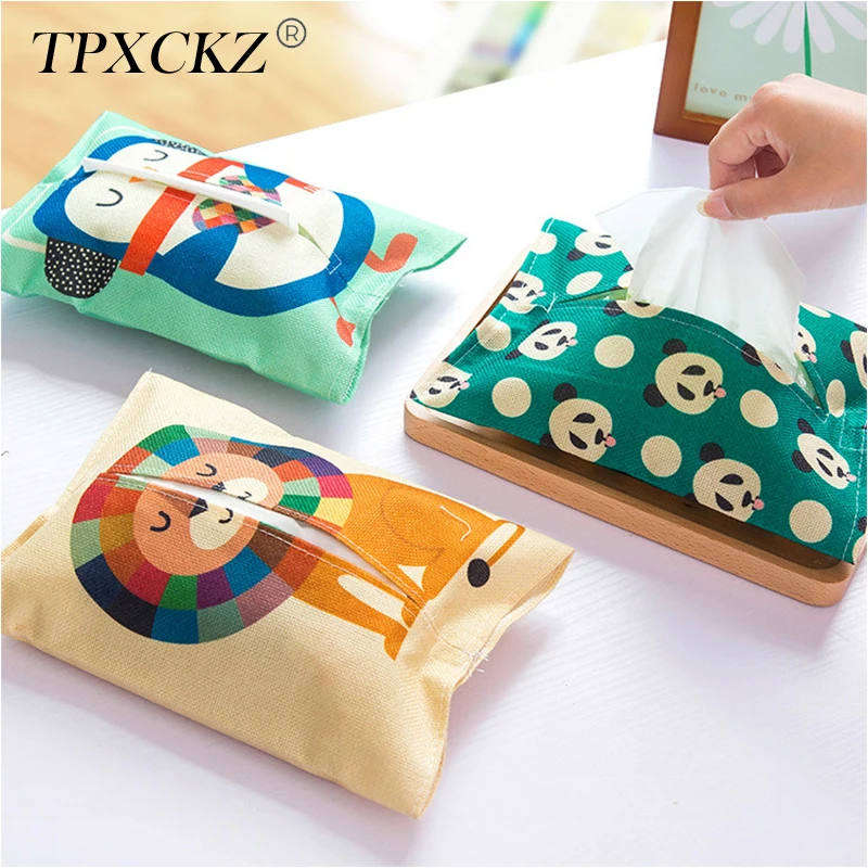 Tissue-Box-Cover Handkerchief Fabric Rabbit Cartoon Cute Bear Tpxckz Seat-Type Animal-Printing