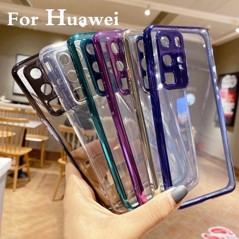Защитный прозрачный чехол для телефона с камерой Huawei P40 P30 Lite Mate 30 20 Nova 7i 7 6 SE Pro