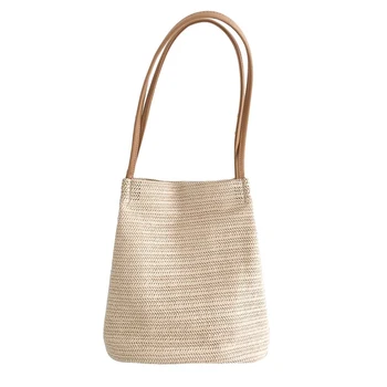 

Ladies Fashion Handbag 2020 Spring And Summer Girls' New Straw Beach Bag Women's Simple Woven One-shoulder Bucket Bag