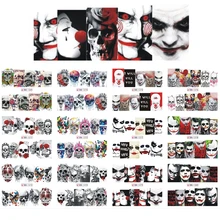 12 типов Хэллоуин карманный внешний аккумулятор наклейки череп голова клоун дизайн ногтей наклейки ногтей художественные украшения сделай сам новейший