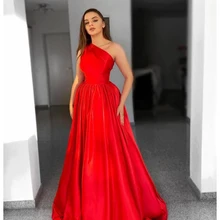 VANLYXCCI czerwona księżniczka satynowa sukienka na studniówkę jedno ramię bez rękawów Zipper powrót suknie wieczorowe dostosowane Arabia saudyjska sukienek