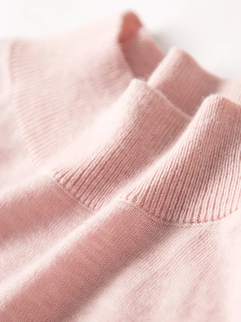 Women Wool Pullovers Half Sleeved Solid Stand