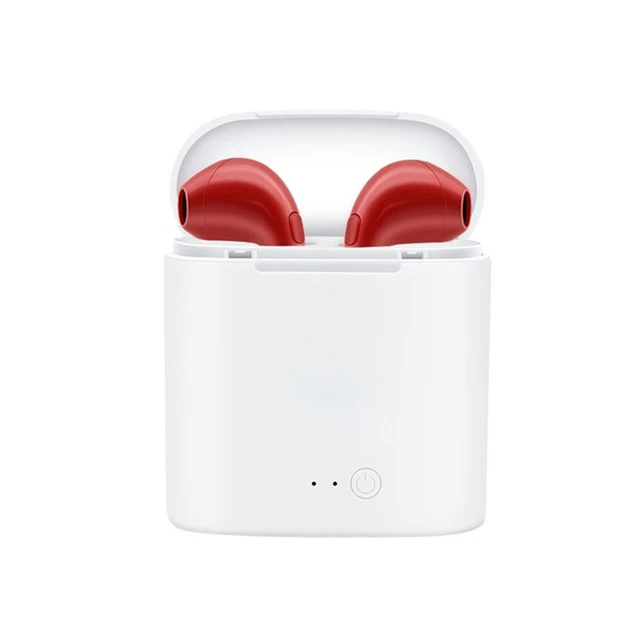 i7s TWS Mini Wireless Bluetooth 5.0 Earphones In-Ear Stereo Earbuds Sports Handsfree Headset Mic Binaural call For Xiaomi iPhone - Color: i7s-White-Red