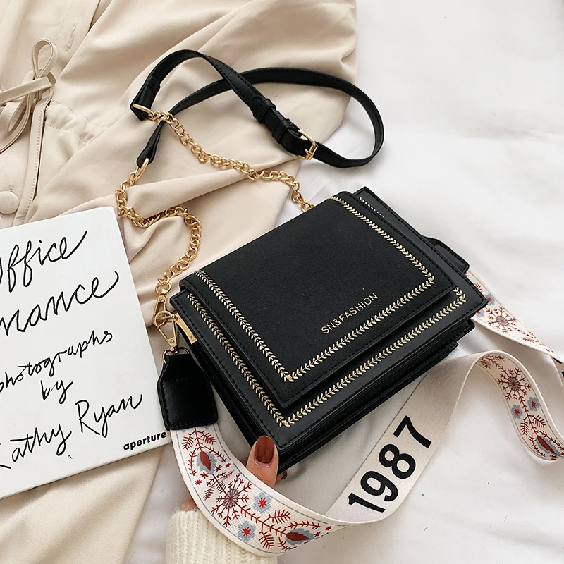 

Scrub Leather Chain Crossbody Bags For Women 2019 Winter Shoulder Messenger Bag Female Travel Cell Phone Purses Handbags