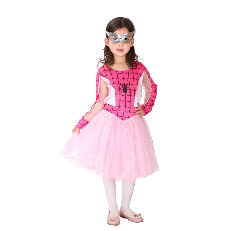 20044 Платье для девочек, рождественские костюмы, косплей детские Spidewoman платья с крышкой для глаз нарядное вечерние костюмы для сцены в китайском стиле - Цвет: 20044