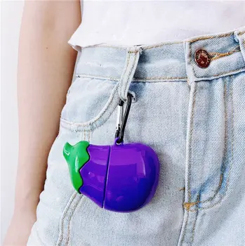 

Cute Eggplant Silicone Case Protective Cover for Airpods 1/2 Headset R9UA