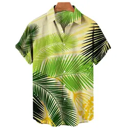 Chemise à manches courtes pour hommes, imprimé cocotiers, Style hawaïen, décontracté, ample, tendance, plage, confortable, été 