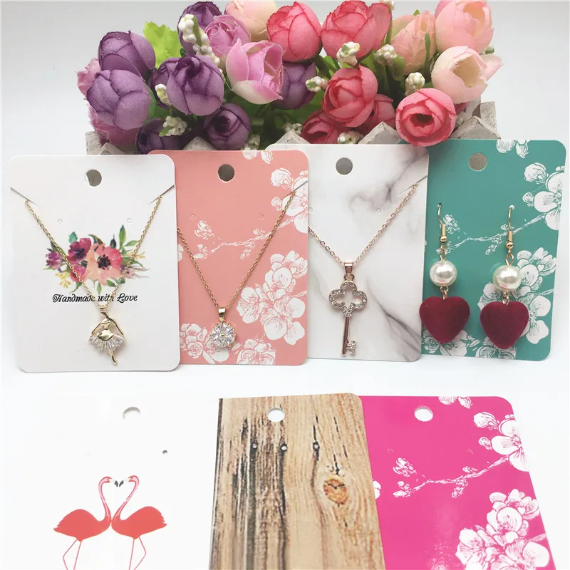 

100Pcs 8x6cm Paper Pendant/Necklace Cards Jewelry Displays Card Earring And Necklace Set Packing Cards