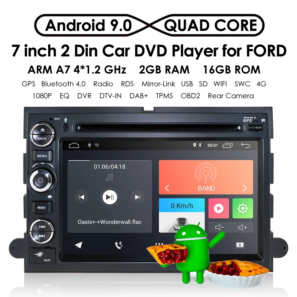 Android 9,0 DVD gps автомобильный 2 DIN стерео OBD2 CANbus для Ford Mustang Explorer Edge автомобильный мультимедийный плеер DSP ips DAB TPMS CAM wifi