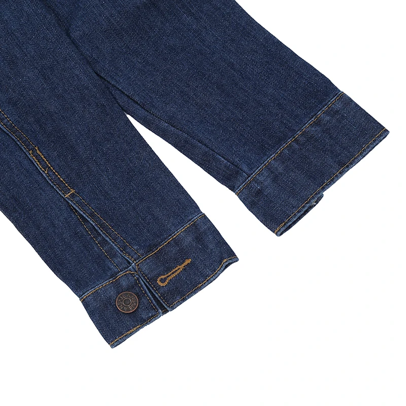 price cut Women Lapel Cropped Denim Jeans Long Sleeve Jacket Coat Short Dark Blue S