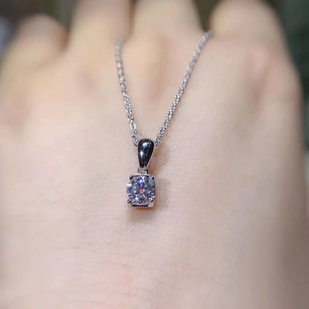 Kkmall магазин Круглый Серебряный Муассанит Подвески 0.50ct D VVS Роскошные Муассанит Weding подвески для женщин
