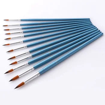 

12Pcs Art Paint Brush Set Nylon Brushes Fine Pointed For Watercolor Painting Acrylic Oil Blue