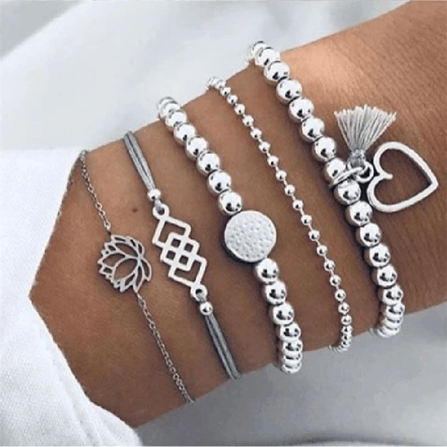 Type 14 Boho Rose карта браслеты и браслеты для женщин богемный круглый бисерный очаровательный браслет набор модные Многослойные аксессуары Bijoux - Окраска металла: Type 14