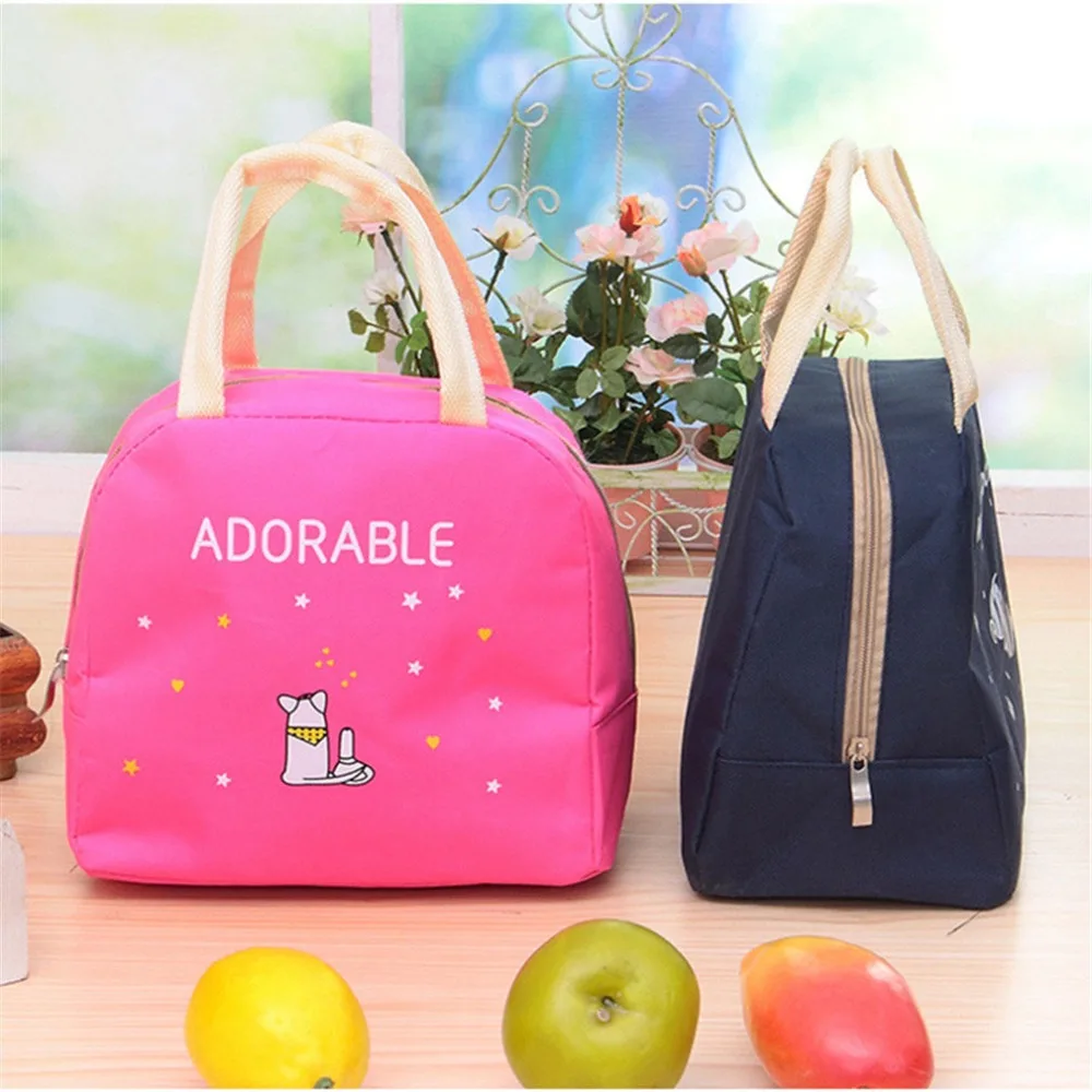 New Multicolor Cartoon Printing Portable Lunch Bag Thermal Insulated Box Tote Cooler Bag Bento Pouch Lunch Storage Case Lunchzak