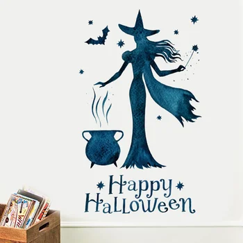

2pcs Party Wall Paste Halloween Wall Stickers Witch Paste Decal for Office Party Home Bar