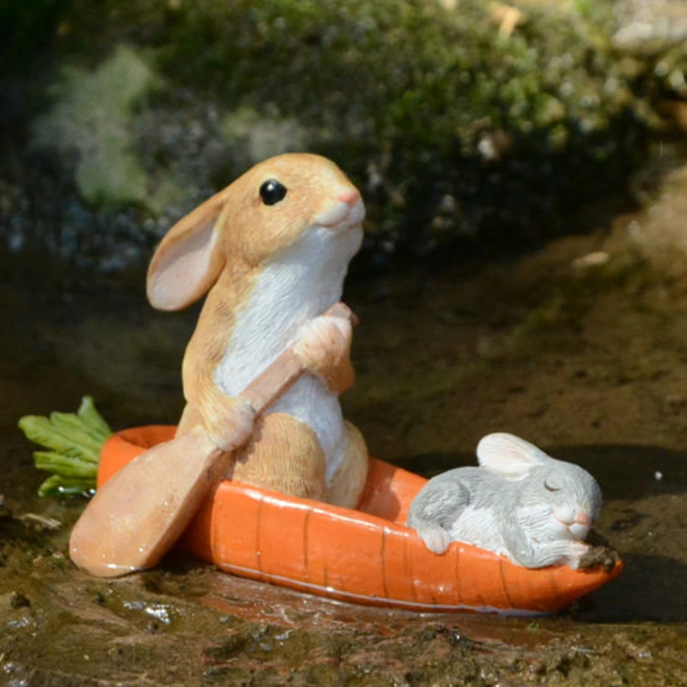 Everyday Collection Easter Decorations for Home Cute Rabbit Figurines Miniature Tabletop Ornaments Fairy Garden Thanksgiving Ornament Crafts Miniature Figurines Rabbit Ornaments