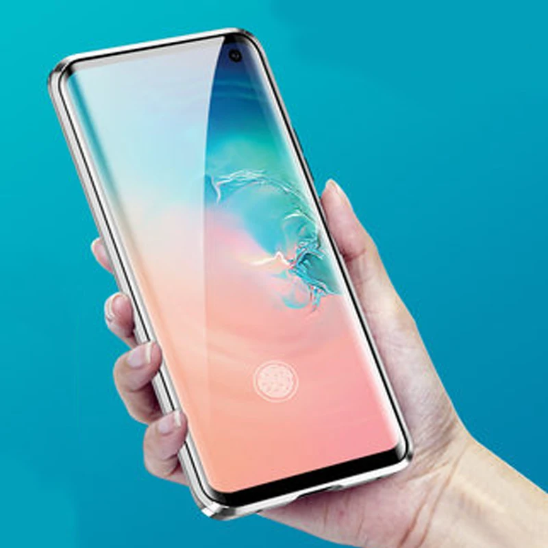 Роскошный Магнитный адсорбционный чехол для samsung Galaxy S10 Plus с металлической рамкой, двусторонняя стеклянная крышка S10Plus, защитный чехол для телефона