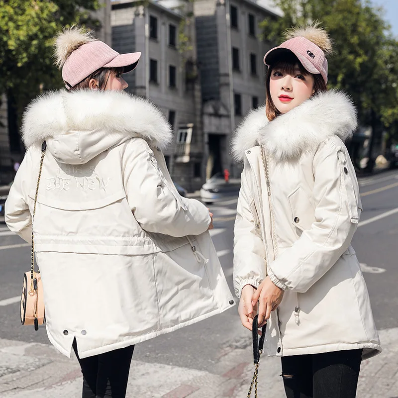 

2019 Autumn And Winter New Style down Jacket Women's Korean-style Long Loose-Fit BF Waist Hugging Slimming Pike Fur Clothing Tre