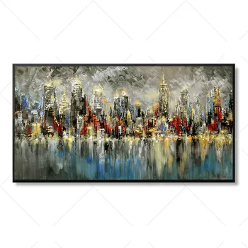 

Decoration Hand Painted Oil Painting On Canvas Modern Large size Abstract Art Home Decor Hang Picture city building