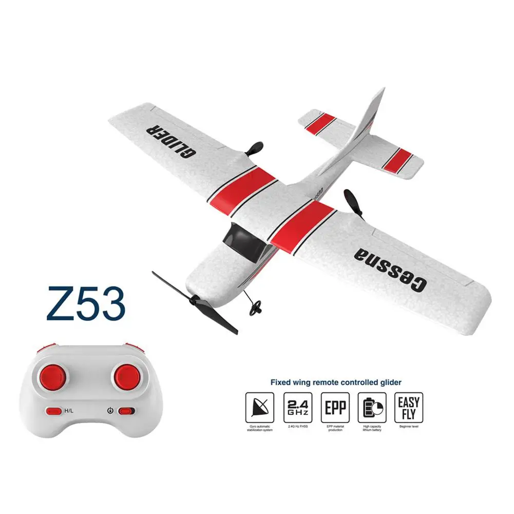 

Z53 Remote Control Drone 182T 2.4Ghz 2CH Glider EPP Foam Aircraft with Gyroscope Protection Chip Low Power Protection